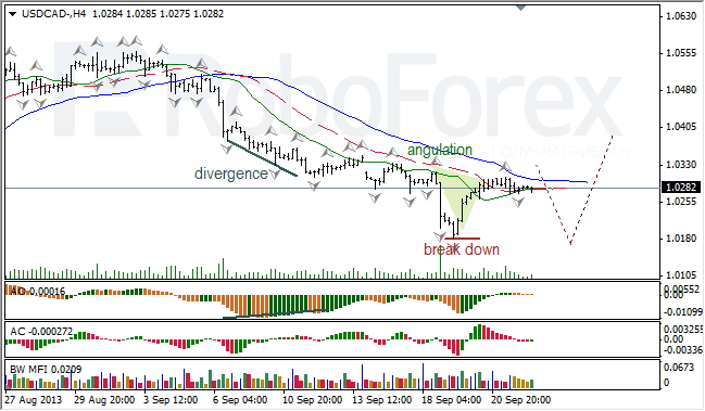 Анализ индикаторов Б. Вильямса для USD/CAD на 24.09.2013