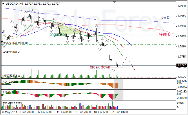 Анализ индикаторов Б. Вильямса для USD/CAD и NZD/USD на 24.06.2014