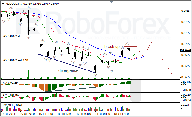 Анализ индикаторов Б. Вильямса для USD/CAD и NZD/USD на 21.07.2014