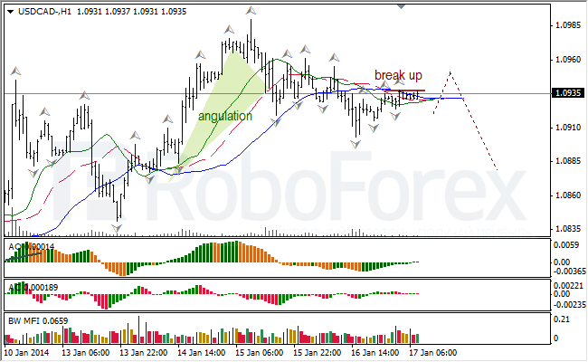 Анализ индикаторов Б. Вильямса для USD/CAD на 17.01.2014