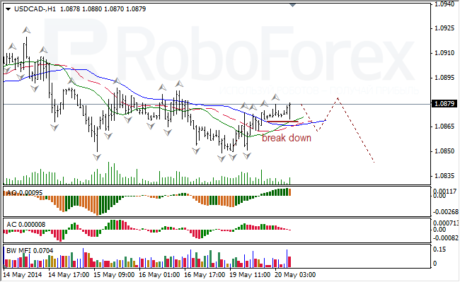 Анализ индикаторов Б. Вильямса для USD/CAD и NZD/USD на 20.05.2014.