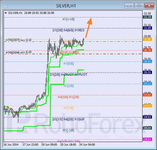Анализ уровней Мюррея для SILVER Серебро на 24 июня 2014