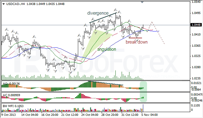 Анализ индикаторов Б. Вильямса для USD/CAD на 05.11.2013