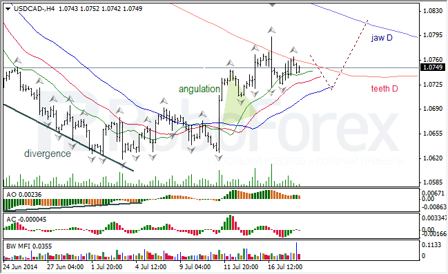 Анализ индикаторов Б. Вильямса для USD/CAD и NZD/USD на 18.07.2014