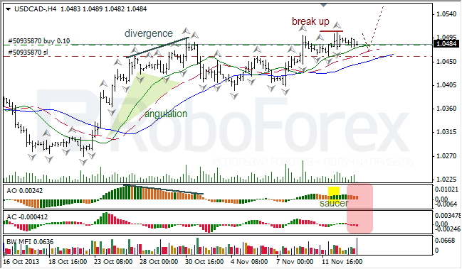 Анализ индикаторов Б. Вильямса для USD/CAD на 14.11.2013