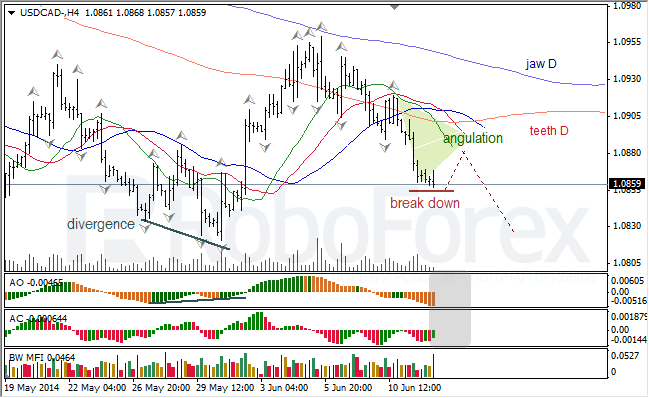 Анализ индикаторов Б. Вильямса для USD/CAD и NZD/USD на 12.06.2014