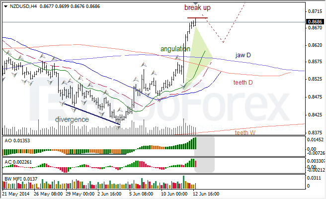 Анализ индикаторов Б. Вильямса для USD/CAD и NZD/USD на 13.06.2014