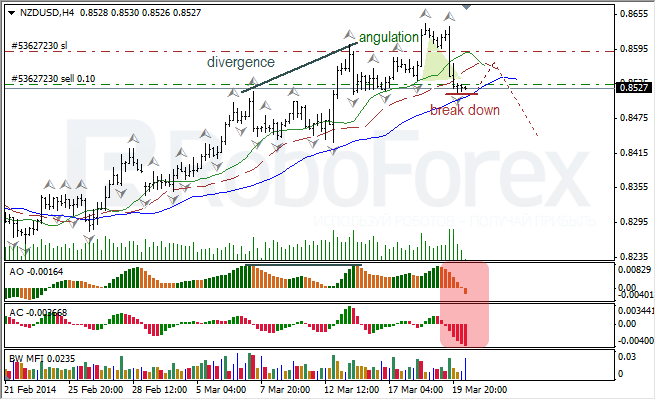 Анализ индикаторов Б. Вильямса для USD/CAD и NZD/USD на 20.03.2014 