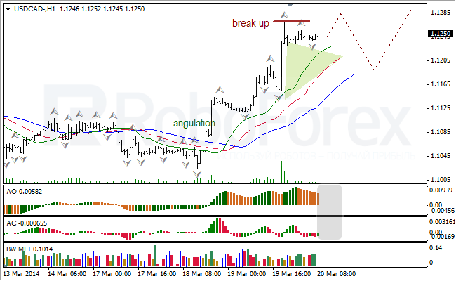 Анализ индикаторов Б. Вильямса для USD/CAD и NZD/USD на 20.03.2014 