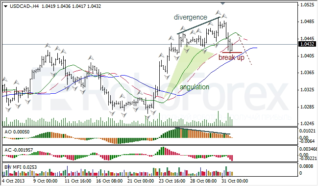 Анализ индикаторов Б. Вильямса для USD/CAD на 01.11.2013