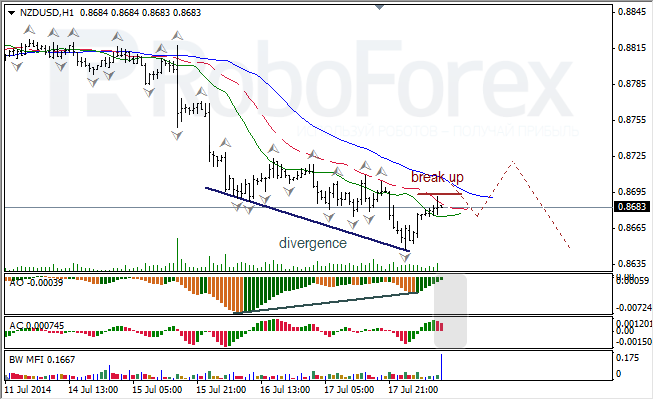 Анализ индикаторов Б. Вильямса для USD/CAD и NZD/USD на 18.07.2014