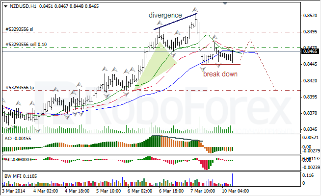 Анализ индикаторов Б. Вильямса для USD/CAD и NZD/USD на 10.03.2014