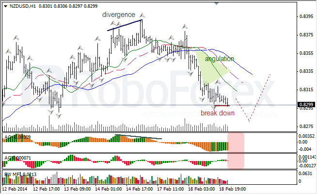 Анализ индикаторов Б. Вильямса для USD/CAD и NZD/USD на 19.02.2014