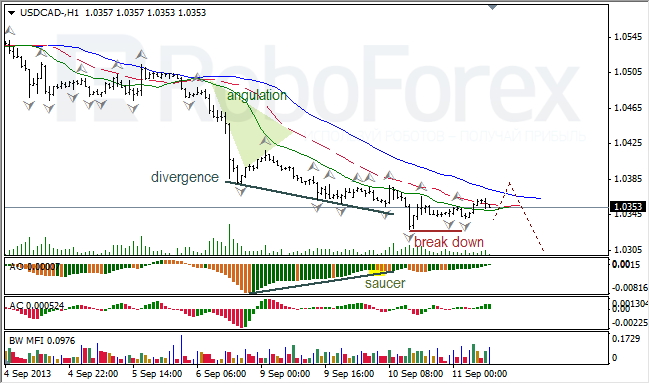 Анализ индикаторов Б. Вильямса для USD/CAD на 11.09.2013