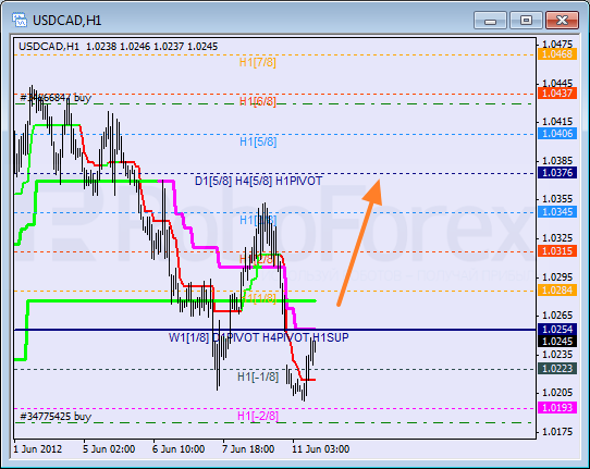 Анализ уровней Мюррея для пары USD CAD Канадский доллар на 11 июня 2012