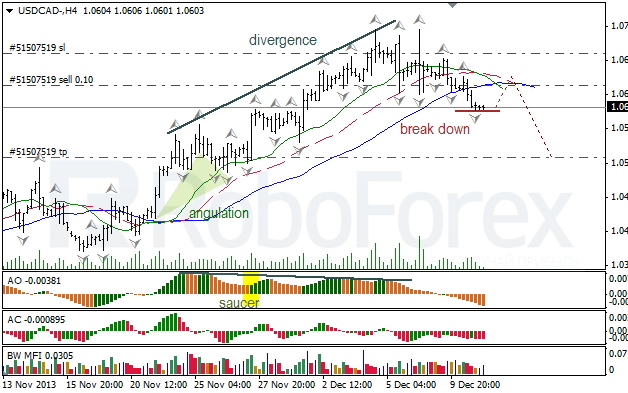 Анализ индикаторов Б. Вильямса для USD/CAD на 11.12.2013