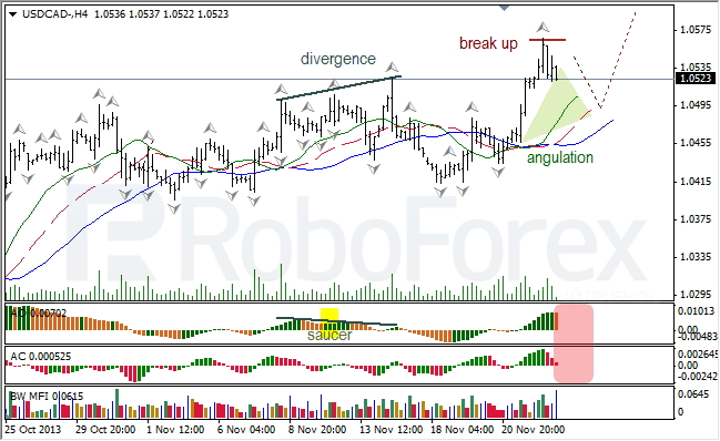 Анализ индикаторов Б. Вильямса для USD/CAD и NZD/USD на 25.11.2013