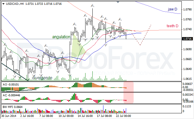 Анализ индикаторов Б. Вильямса для USD/CAD и NZD/USD на 23.07.2014