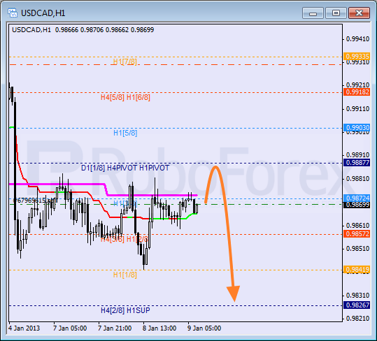 Анализ уровней Мюррея для пары USD CAD Канадский доллар на 9 января 2013