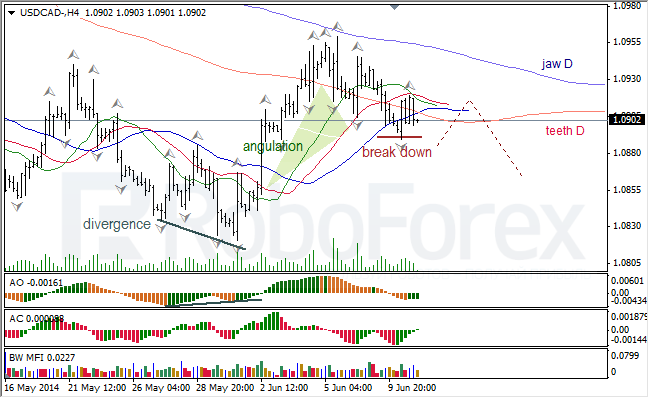 Анализ индикаторов Б. Вильямса для USD/CAD и NZD/USD на 11.06.2014