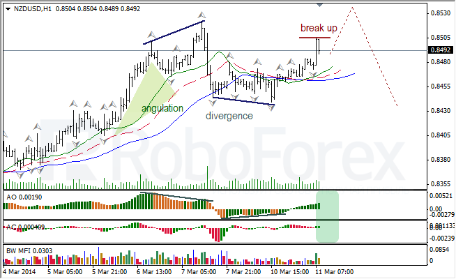 Анализ индикаторов Б. Вильямса для USD/CAD и NZD/USD на 11.03.2014