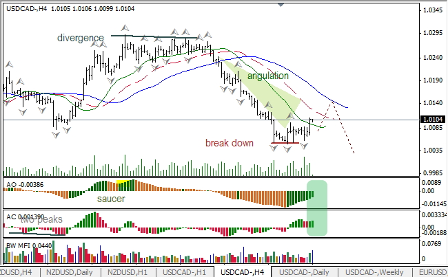 Анализ индикаторов Б. Вильямса для USD/CAD на 03.05.2013