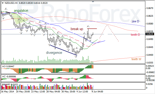 Анализ индикаторов Б. Вильямса для USD/CAD и NZD/USD на 09.06.2014