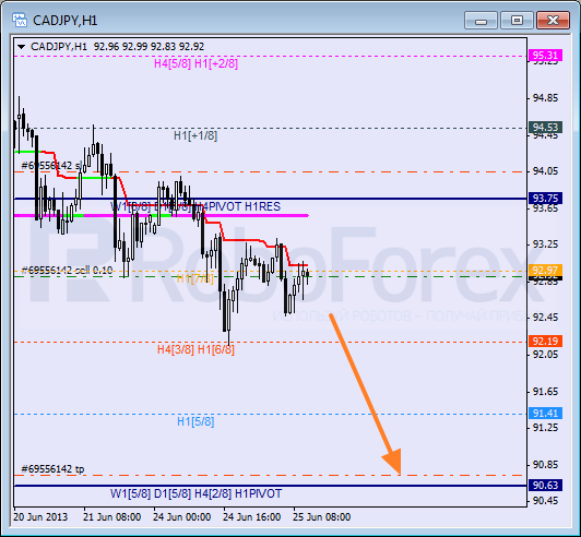 Анализ уровней Мюррея для пары CAD JPY  Канадский доллар к Иене на 25 мая 2013