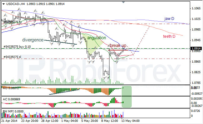 Анализ индикаторов Б. Вильямса для USD/CAD и NZD/USD на 13.05.2014