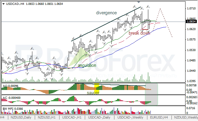 Анализ индикаторов Б. Вильямса для USD/CAD на 09.12.2013