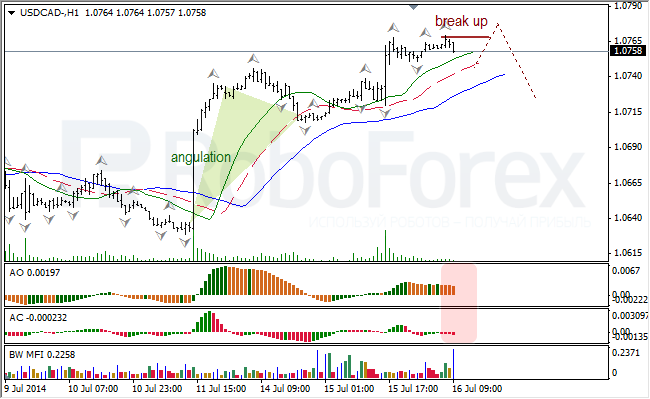 Анализ индикаторов Б. Вильямса для USD/CAD и NZD/USD на 16.07.2014