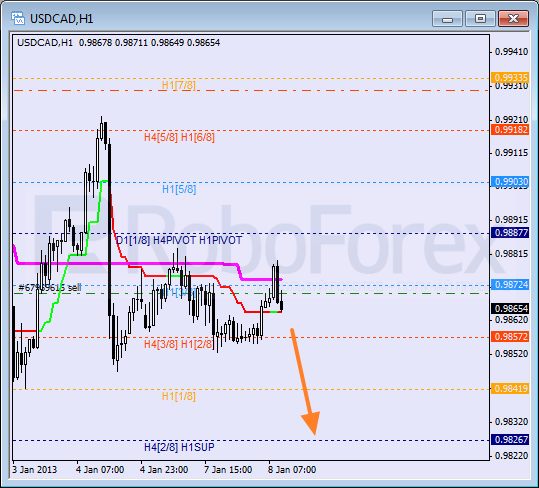 Анализ уровней Мюррея для пары USD CAD Канадский доллар на 8 января 2013