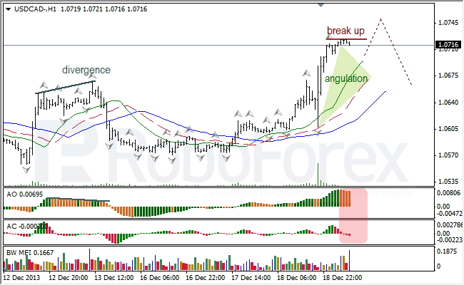 Анализ индикаторов Б. Вильямса для USD/CAD на 19.12.2013