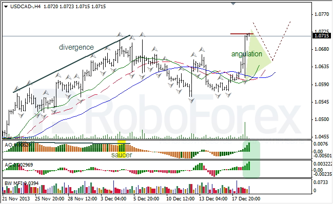 Анализ индикаторов Б. Вильямса для USD/CAD на 19.12.2013