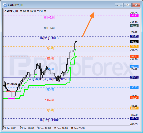 Анализ уровней Мюррея для пары CAD JPY  Канадский доллар к Иене на 1 февраля 2013