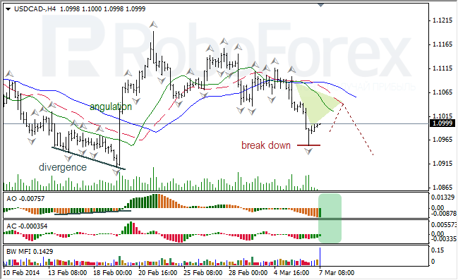 Анализ индикаторов Б. Вильямса для USD/CAD и NZD/USD на 07.03.2014