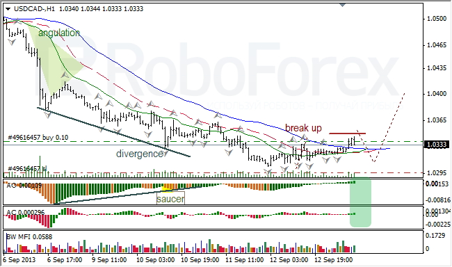 Анализ индикаторов Б. Вильямса для USD/CAD на 13.09.2013