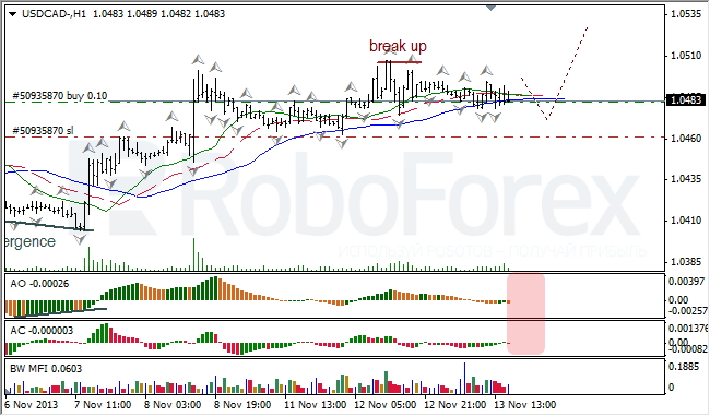 Анализ индикаторов Б. Вильямса для USD/CAD на 14.11.2013