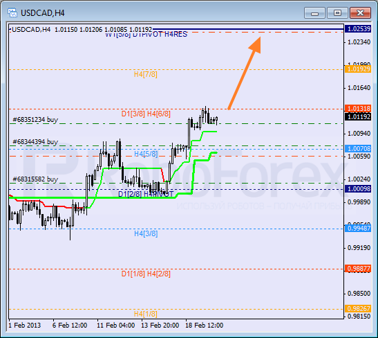 Анализ уровней Мюррея для пары USD CAD Канадский доллар на 20 февраля 2013