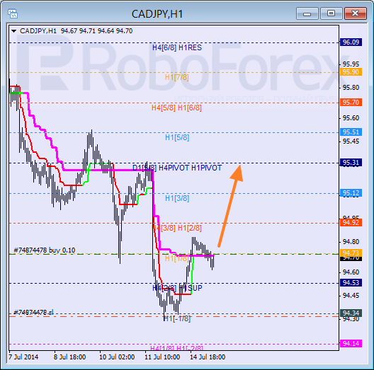 Анализ уровней Мюррея для пары CAD JPY Канадский доллар к японской йене на 15 июля 2014