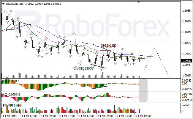 Анализ индикаторов Б. Вильямса для USD/CAD и NZD/USD на 18.02.2014