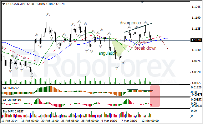 Анализ индикаторов Б. Вильямса для USD/CAD и NZD/USD на 13.03.2014