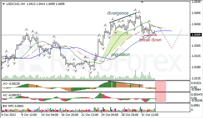 Анализ индикаторов Б. Вильямса для USD/CAD на 04.11.2013