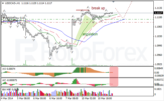 Анализ индикаторов Б. Вильямса для USD/CAD и NZD/USD на 11.03.2014