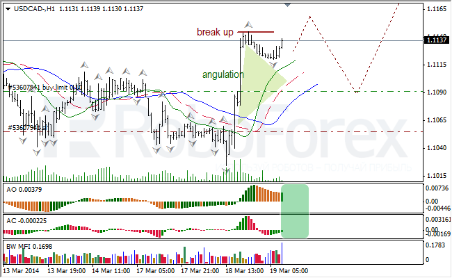 Анализ индикаторов Б. Вильямса для USD/CAD и NZD/USD на 19.03.2014 