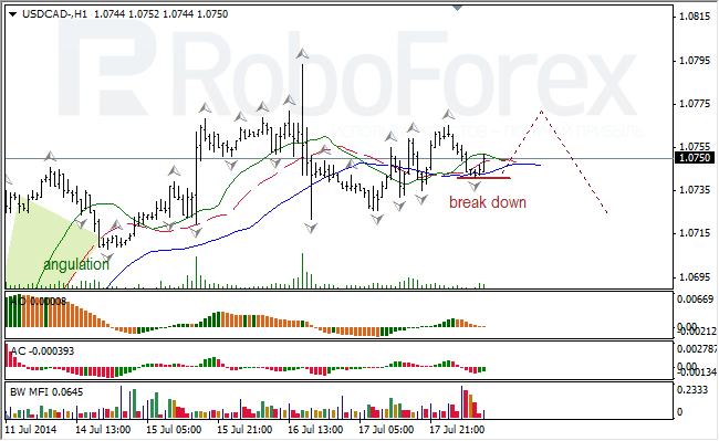 Анализ индикаторов Б. Вильямса для USD/CAD и NZD/USD на 18.07.2014